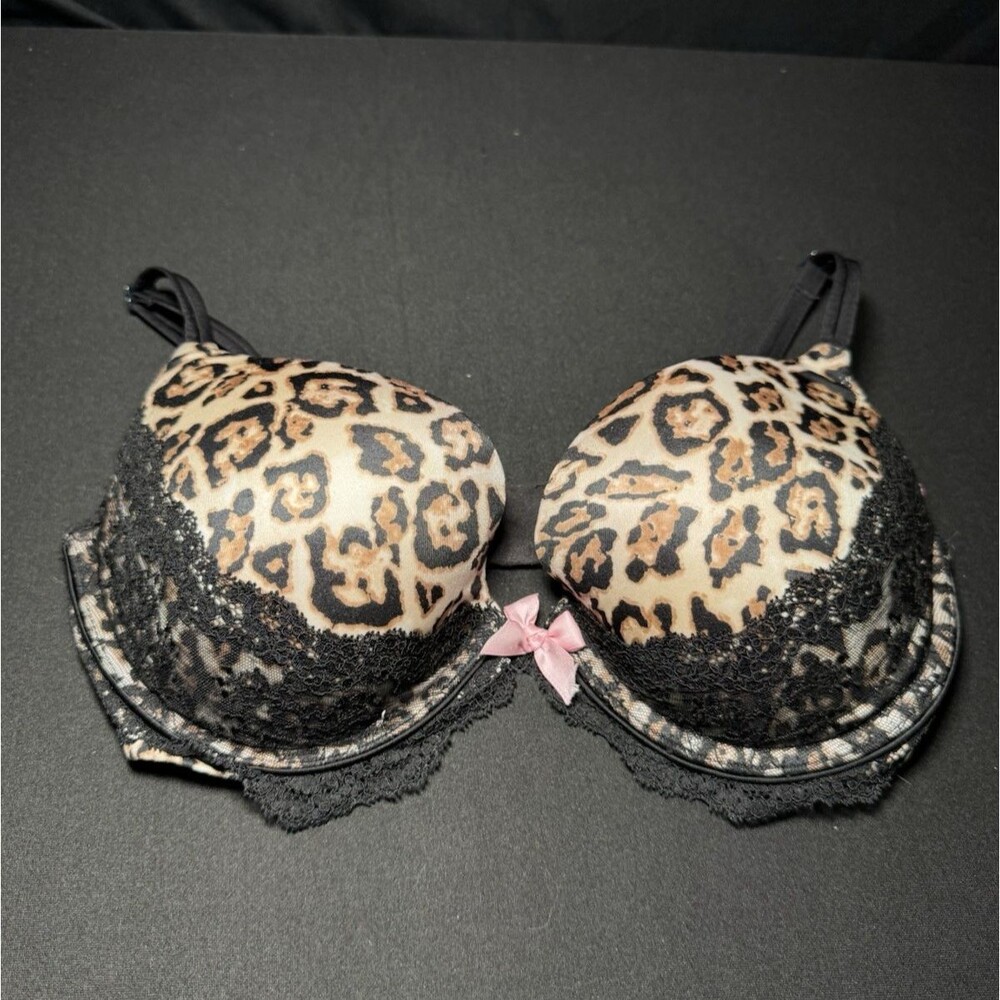 Victoria's Secret Very Sexy Push-up Bra Leopard Animal Print Bow 34D